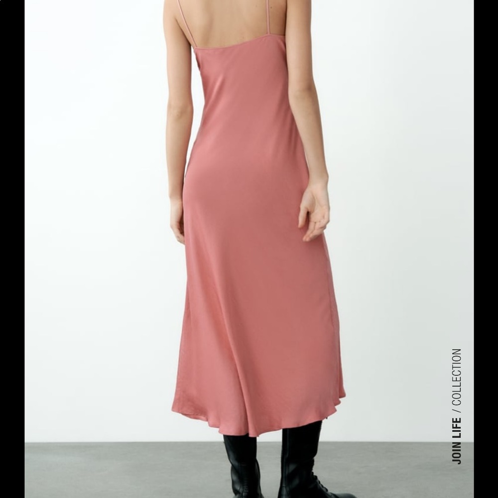 Zara Dusty Rose Slip Midi Dress - Picture 5 of 9